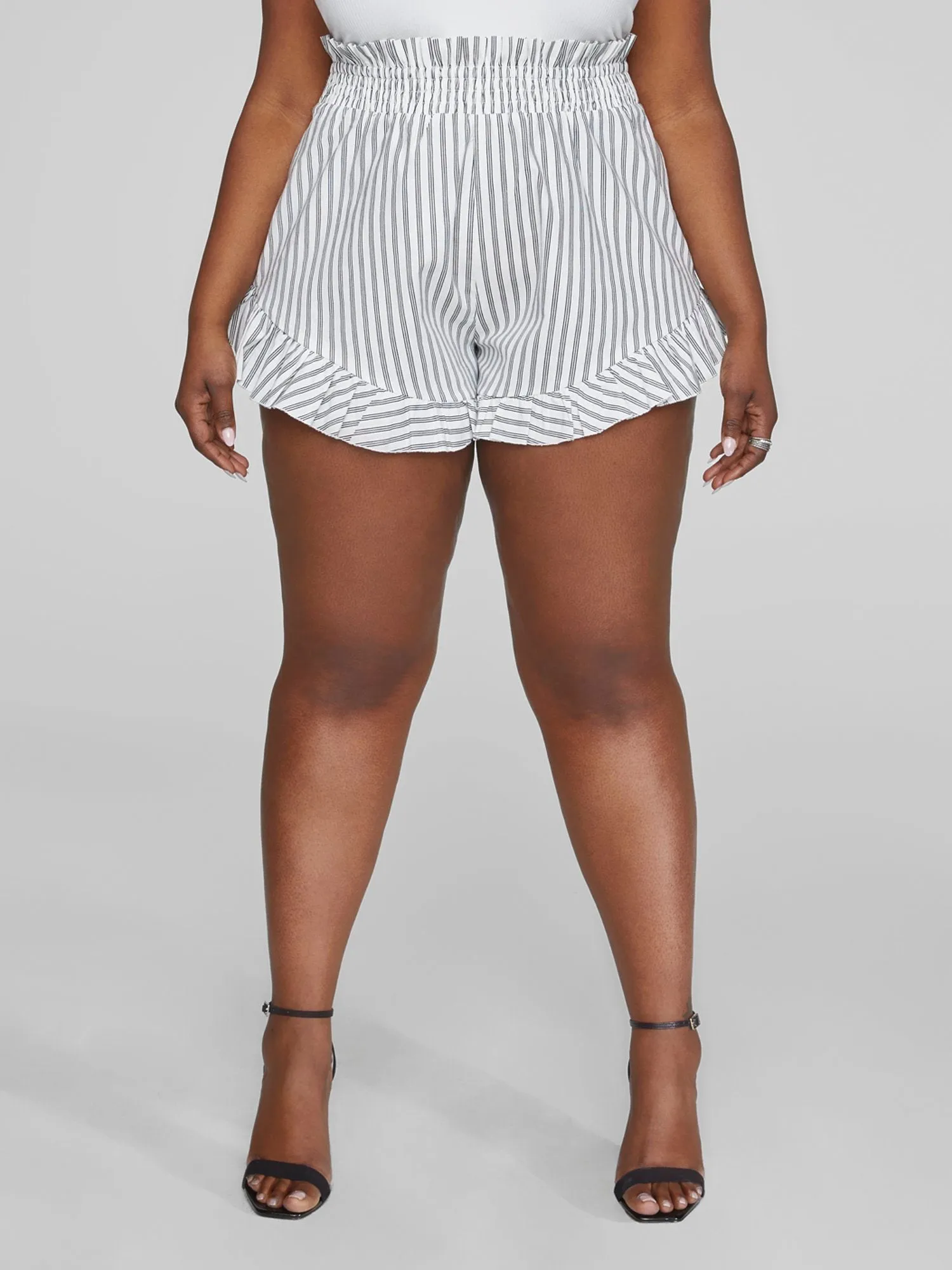 Brandi Striped Ruffle Hem Shorts