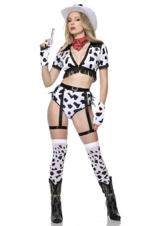 Dalmatian Cow Girl Costume Set - Western Animal Print Outfit