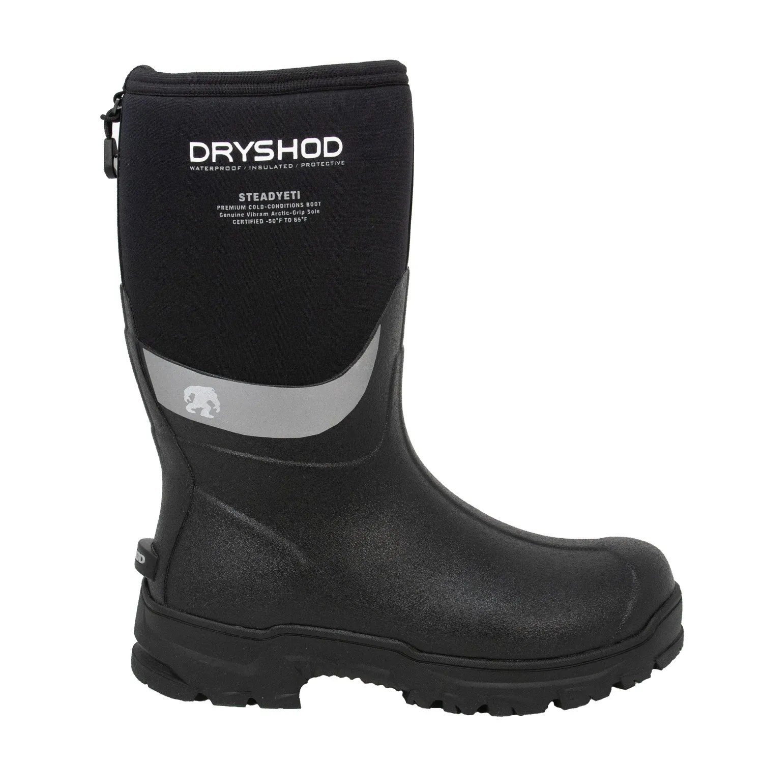 Dryshod Mens Steadyeti Arctic Grip Mid Black/Grey Rubber Snow Boots