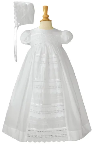 Girls 26″ Cotton Dress Christening Gown Baptism Gown with Venice Lace