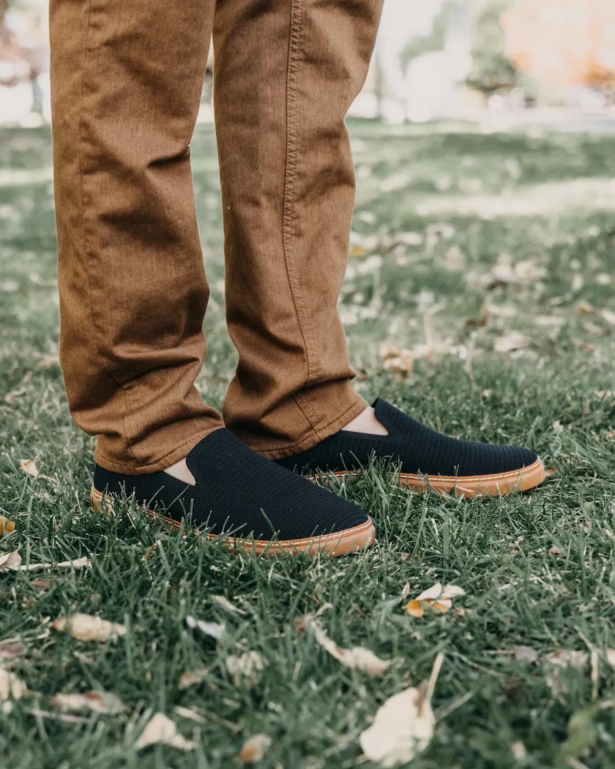 Grounding Slip-On • Black & Cognac Bamboo Knit