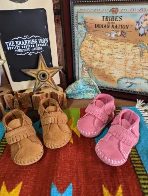 Infant & Kids' Moccasins with Front Strap by Minnetonka