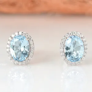 Iris Aquamarine Earrings- Sterling Silver