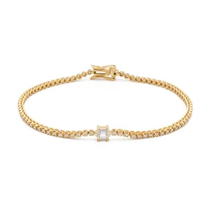 Offset Line Bracelet With Diamond Hexagon