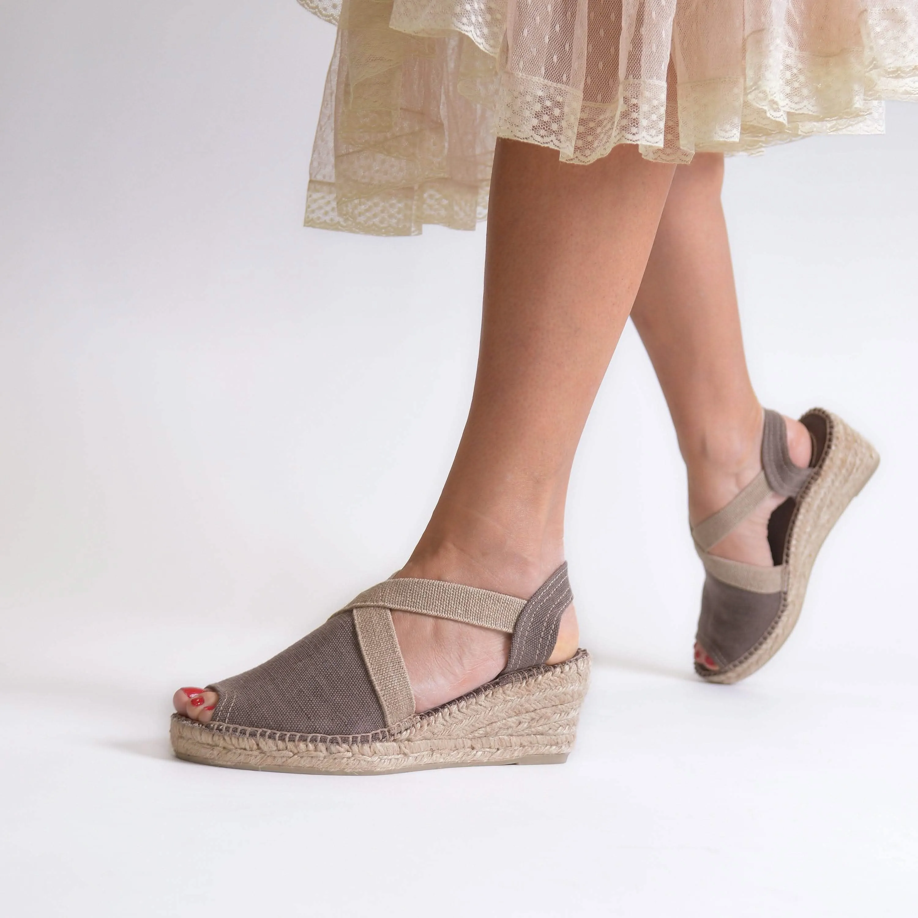 Plain Canvas Wedge Espadrille for Women - Breda-V