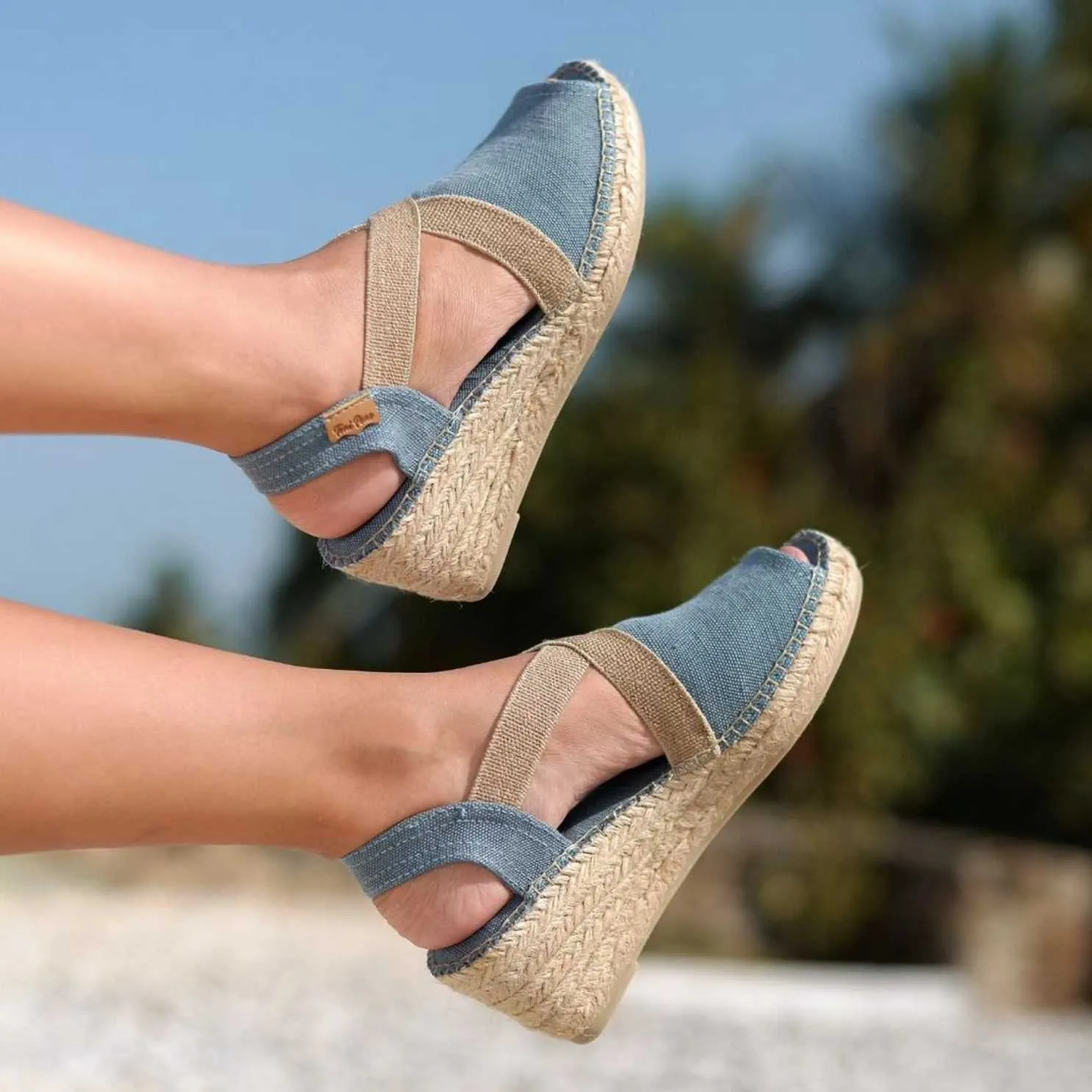 Plain Canvas Wedge Espadrille for Women - Breda-V