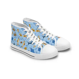 Shark Swordfish and Seahorse Women's High Top Sneakers