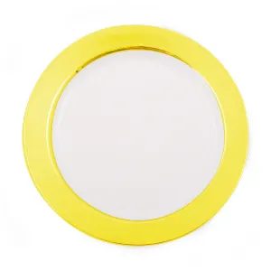 White with Solid Gold Border 7.5in Round Plastic Plates 10ct